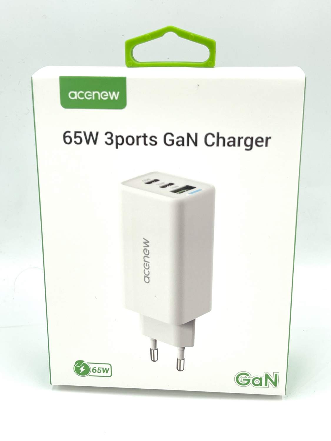 Сетевое зарядное устройство с 3 выходами Acenew 65w GAN USB (A+2C) белый,  купить в Москве, цены в интернет-магазинах на Мегамаркет