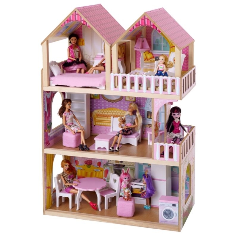 Мебель для кукольного домика Огонек Кухня розовая для кукол С-1388