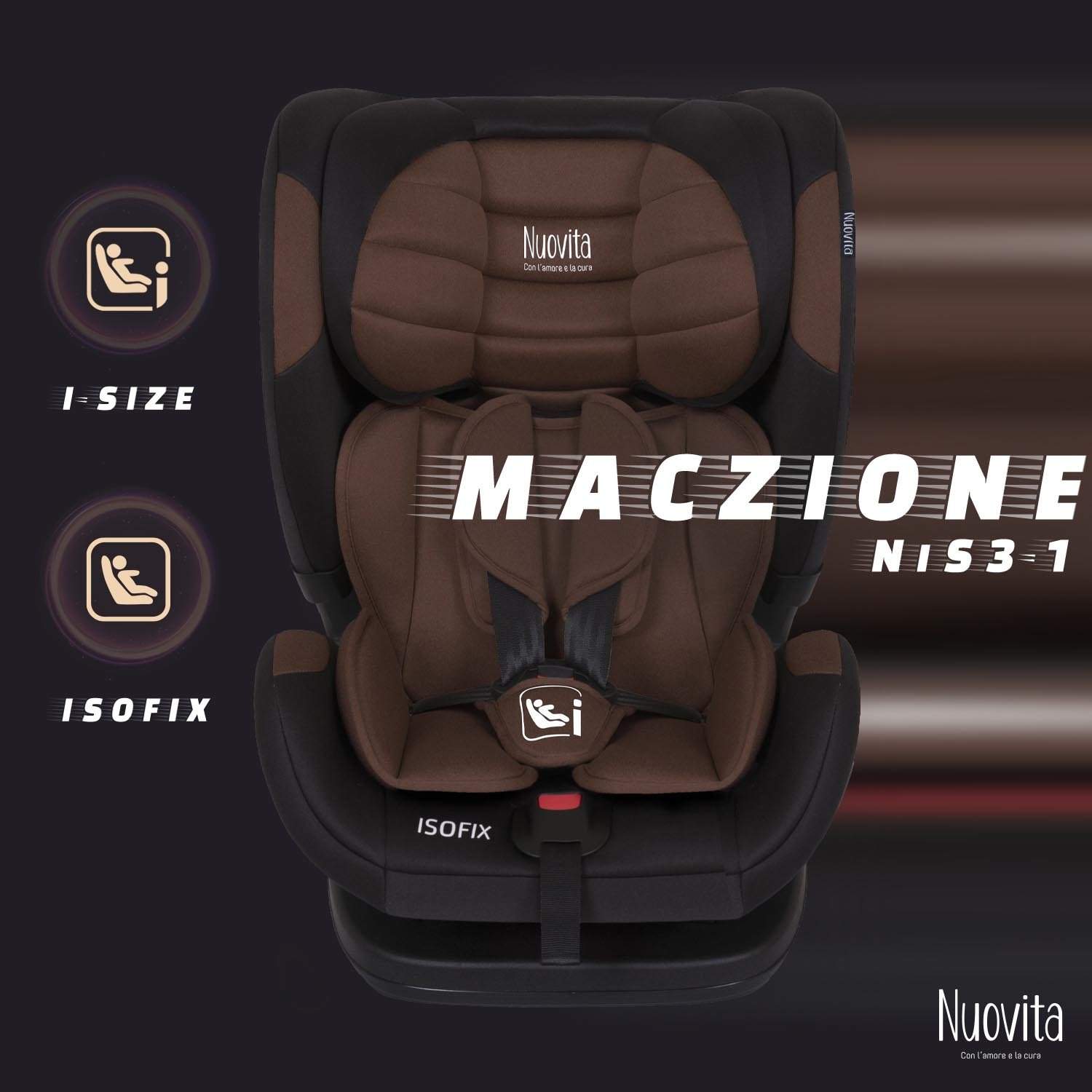 Купить детское автокресло Nuovita Maczione NiS3-1, Isofix, группа 1,2,3, 9- 36 кг (Шоколад), цены на Мегамаркет | Артикул: 600004304835