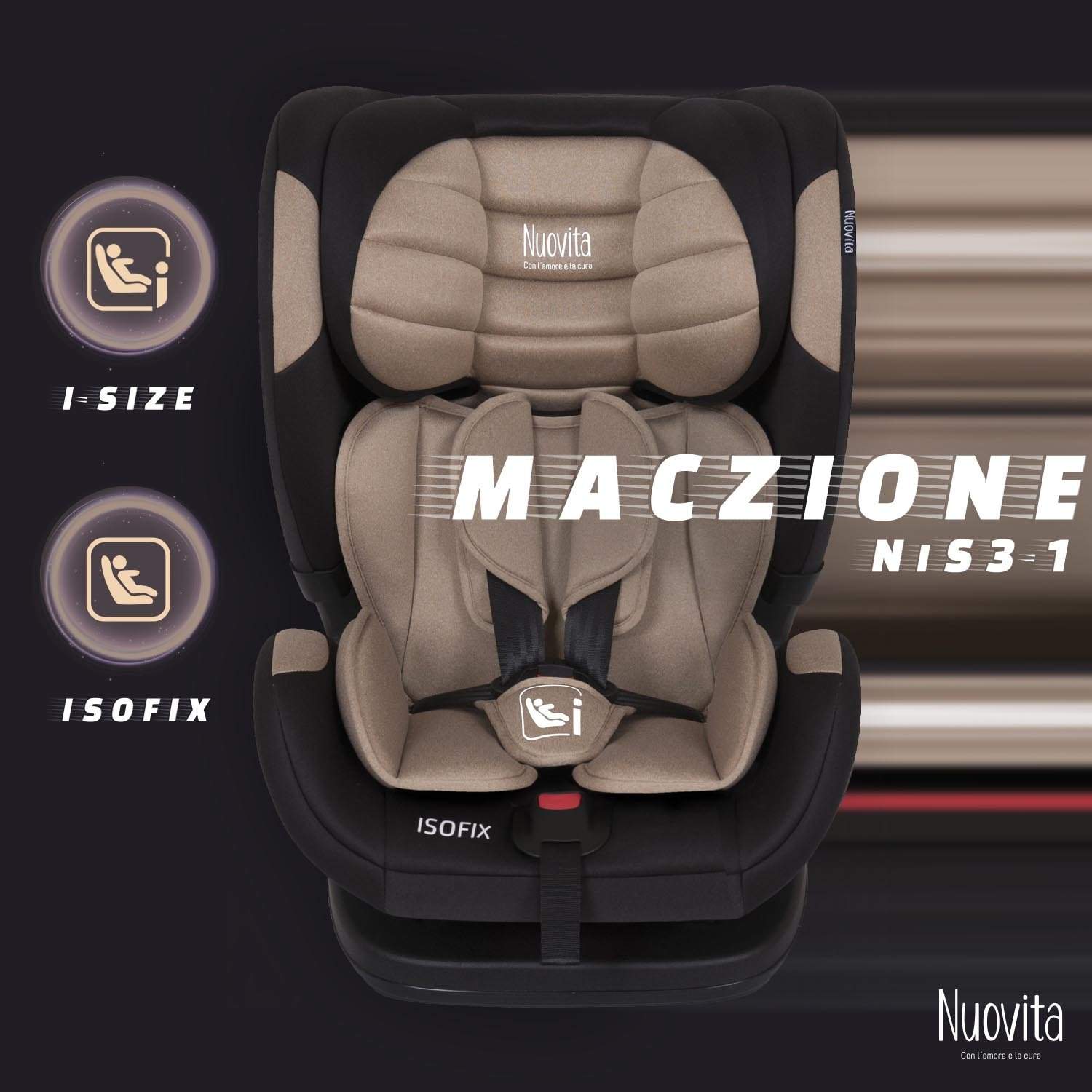 Купить детское автокресло Nuovita Maczione NiS3-1, Isofix, группа 1,2,3,9-36 кг (Бежевый), цены на Мегамаркет