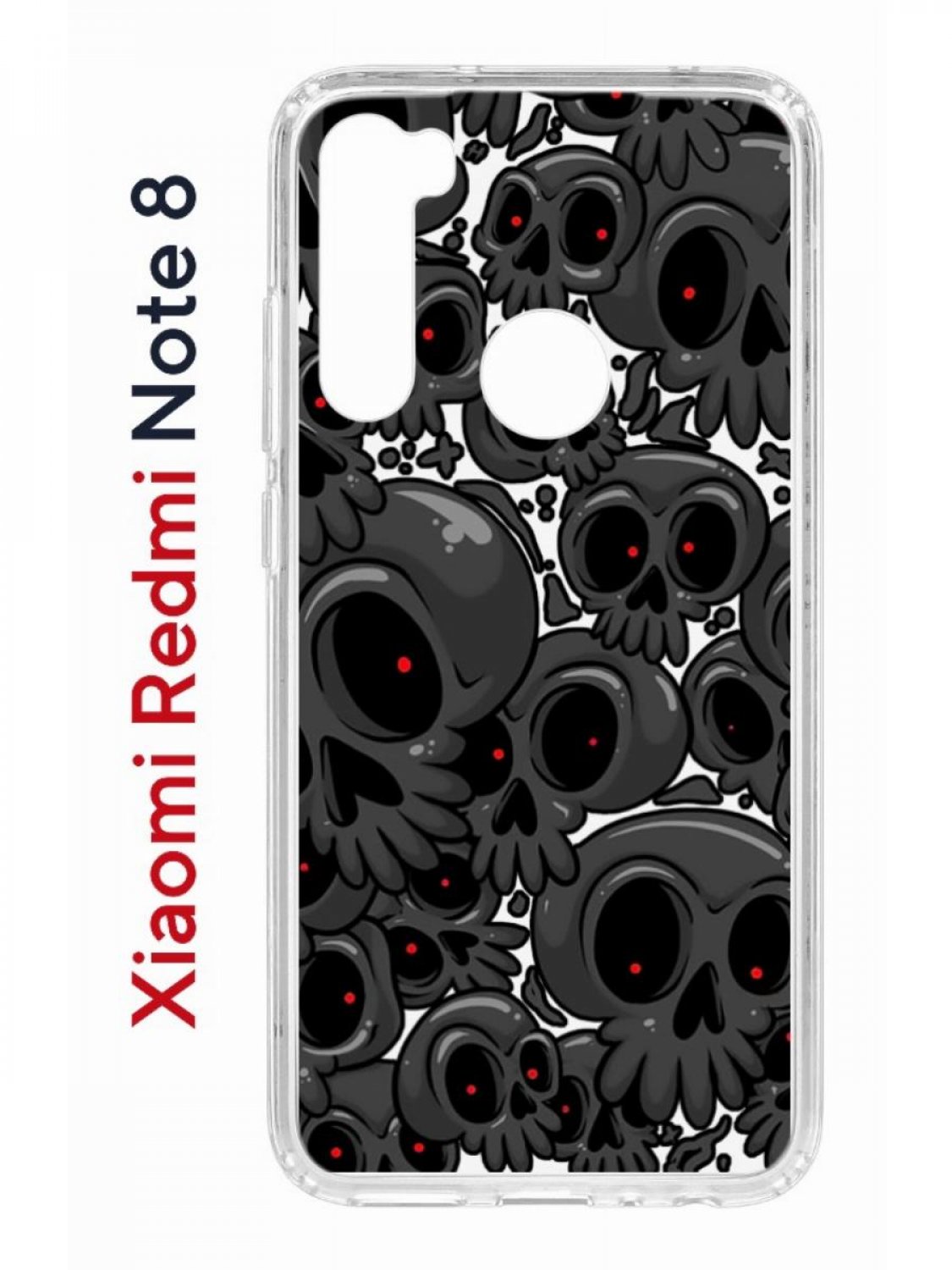 Чехол на Redmi Note 8 Kruche Print Skull gray,противоударный бампер,с  защитой камеры, купить в Москве, цены в интернет-магазинах на Мегамаркет