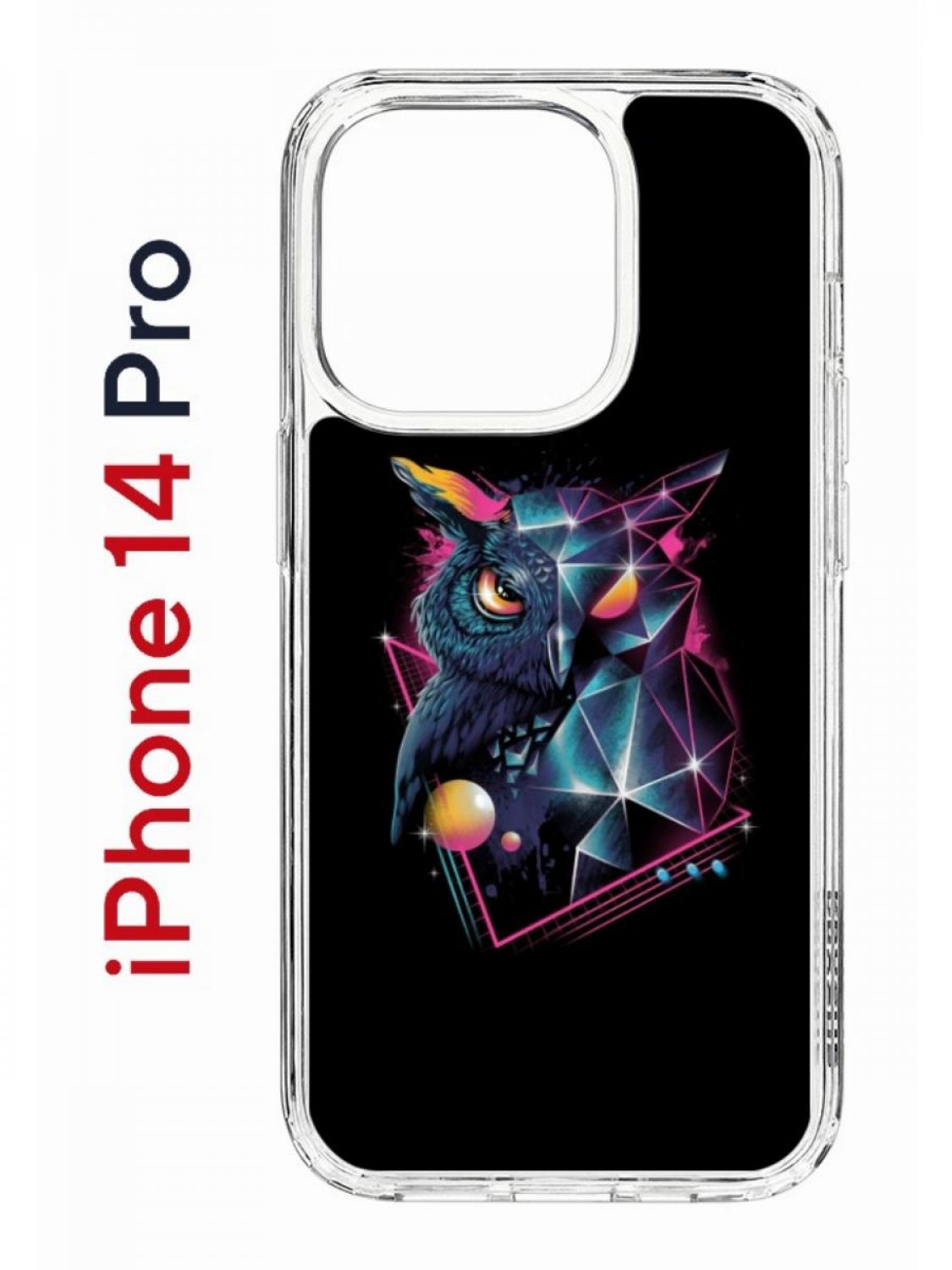 Чехол на iPhone 14 Pro с принтом Kruche Print Retro Owl, бампер с защитой  камеры, купить в Москве, цены в интернет-магазинах на Мегамаркет