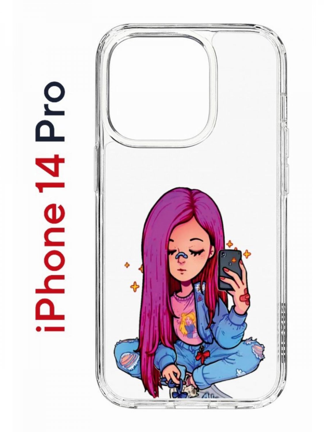 Чехол на iPhone 14 Pro с принтом Kruche Print Pink Hair, бампер с защитой  камеры, купить в Москве, цены в интернет-магазинах на Мегамаркет