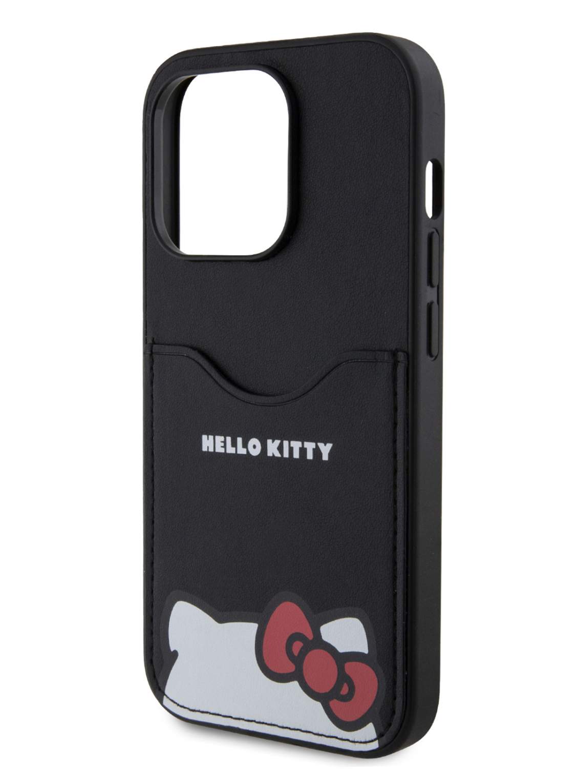 Чехол Hello Kitty для iPhone 15 Pro Max из экокожи с карманом для карты  черный, купить в Москве, цены в интернет-магазинах на Мегамаркет