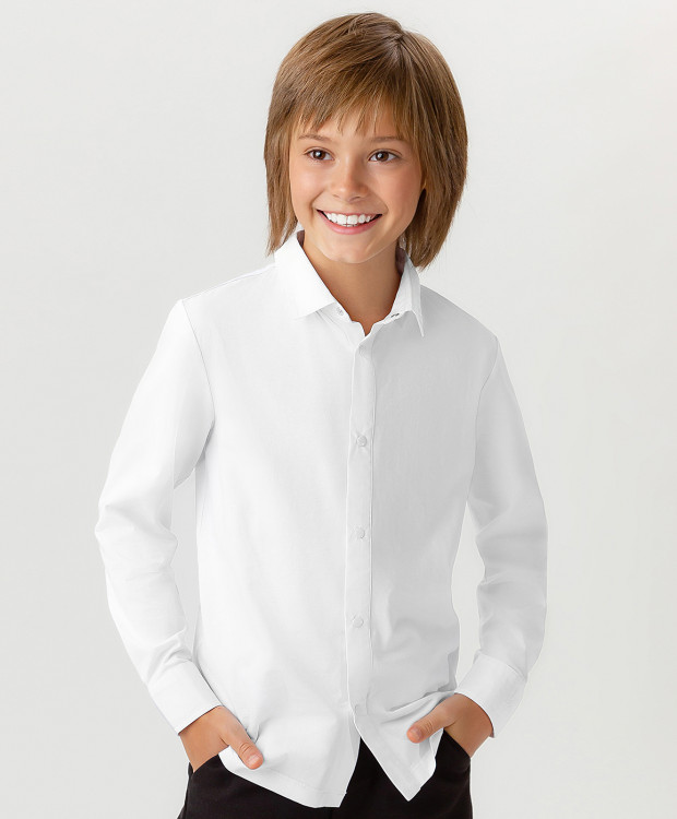 Купить рубашка детская Button Blue 223BBBS14040200 белый, 128, цены вМоскве на Мегамаркет