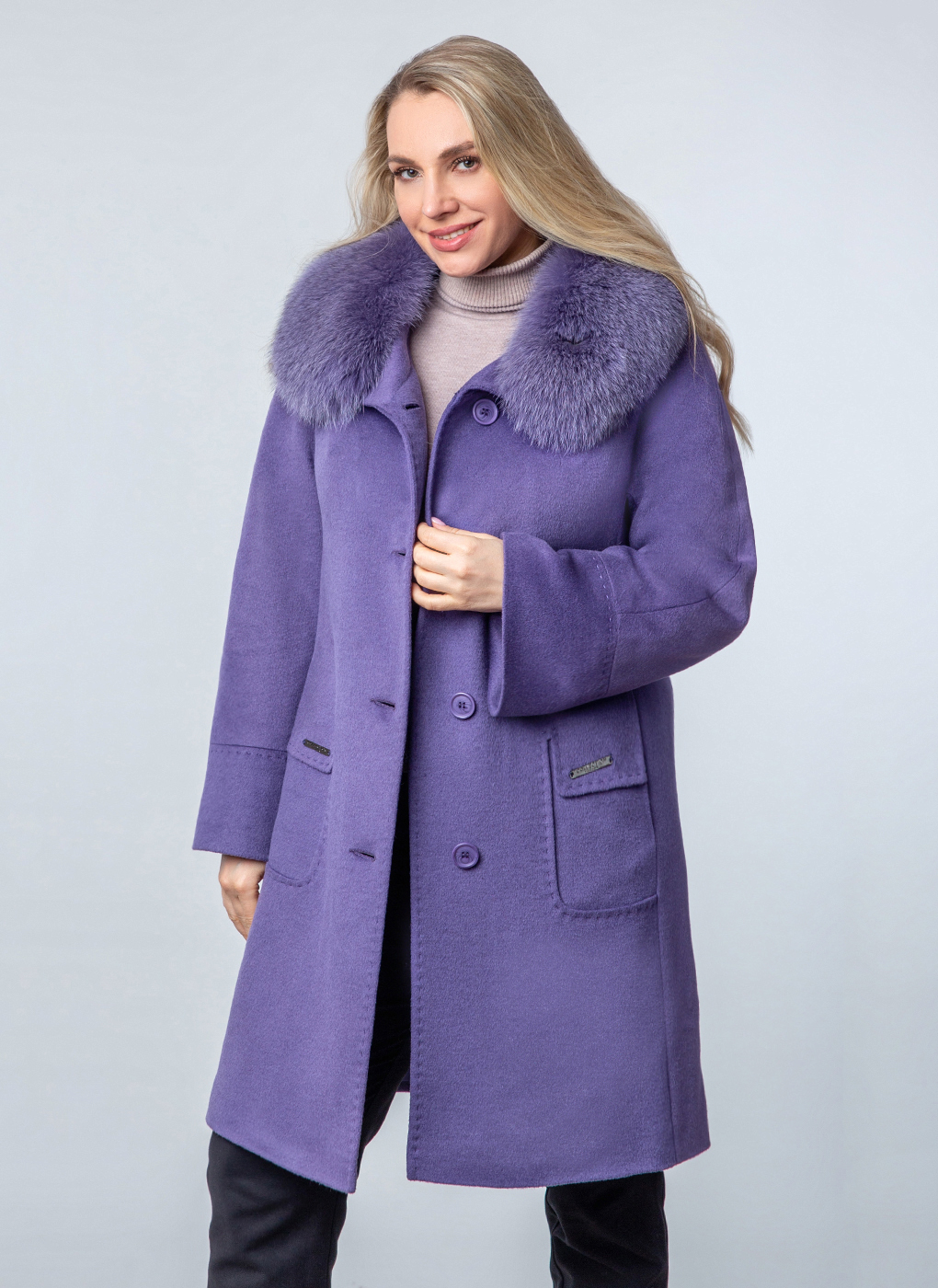 Пальто женское Каляев 57428 фиолетовое 48 RU - купить в Москве, цены на Мегамаркет