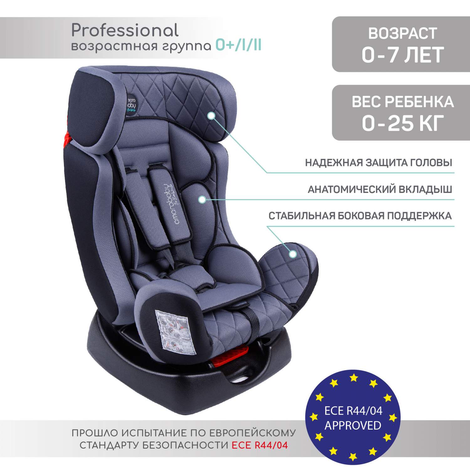 Отзывы о автокресло детское AMAROBABY Professional, 0+/I/II, 0-7лет,0-25 кг  - отзывы покупателей на Мегамаркет | автокресла AB212005PSCh/11 -  600005163680