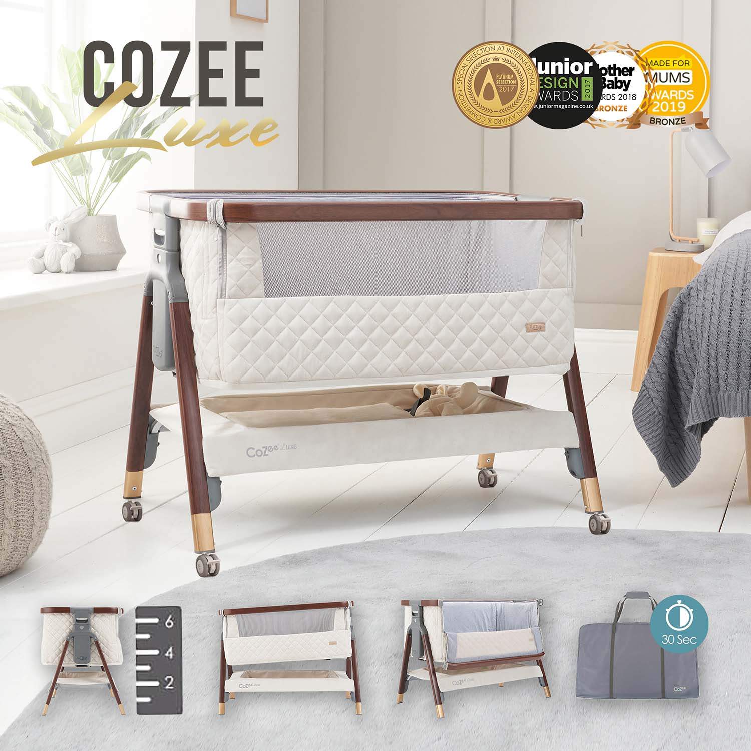 Колыбель Tutti Bambini CoZee Luxe Walnut/Cream с колесами 211208/6506 -  отзывы покупателей на Мегамаркет | 600010395240