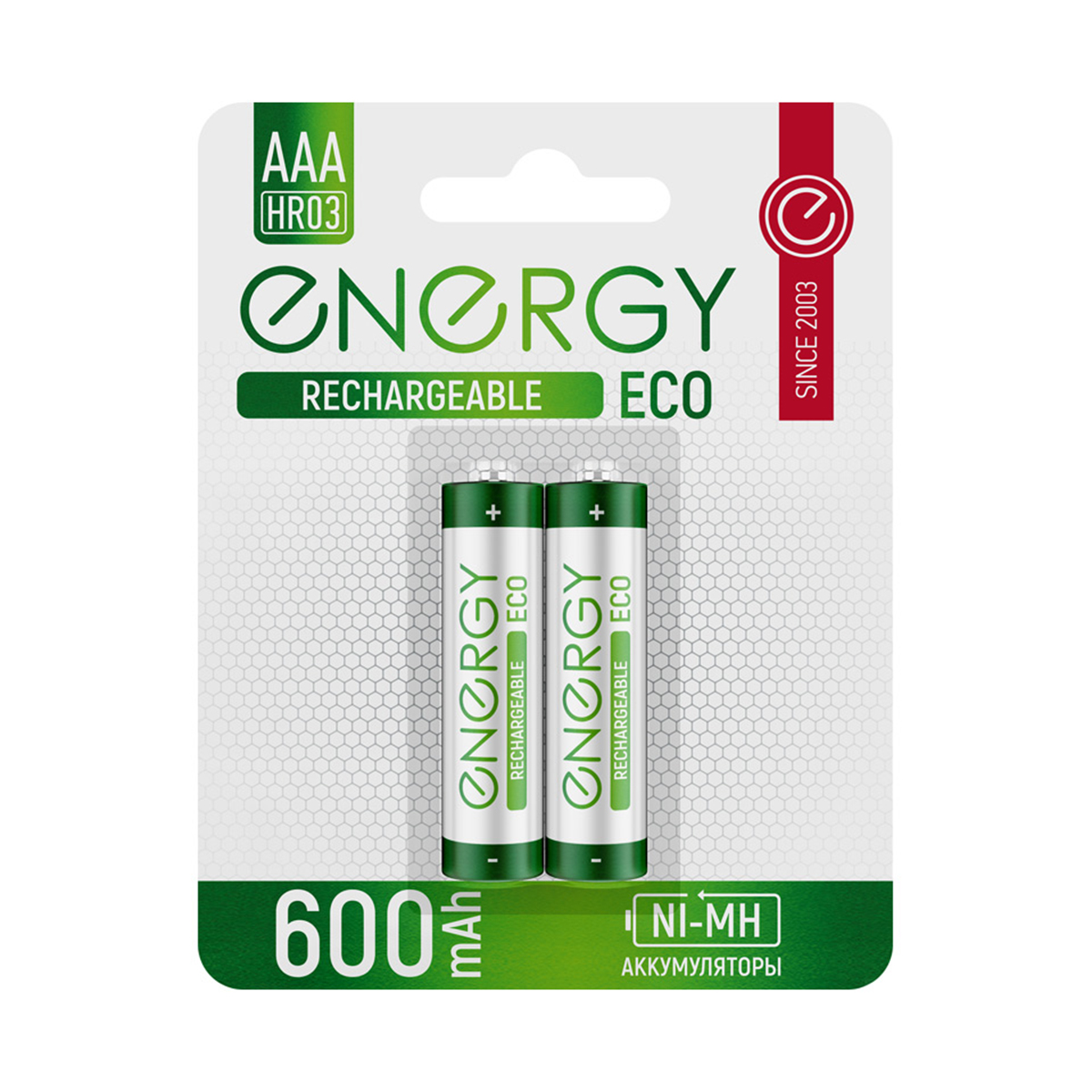 Аккумулятор Energy Eco NIMH-600-HR03/2B АAА 2шт 104986 - отзывы покупателей  на маркетплейсе Мегамаркет | Артикул: 600009981251