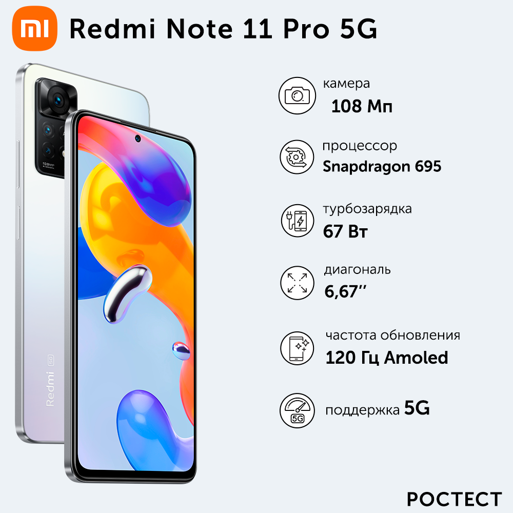 Смартфон Xiaomi Redmi Note 11 Pro 5G 8/128GB White (38125), купить в  Москве, цены в интернет-магазинах на Мегамаркет