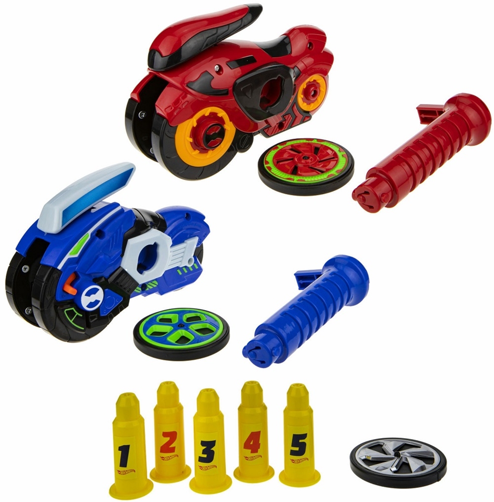 Купить набор пусковых мотоциклов Hot Wheels Spin Racer Deluxe Set с дисками  и аксессуарами, цены на Мегамаркет