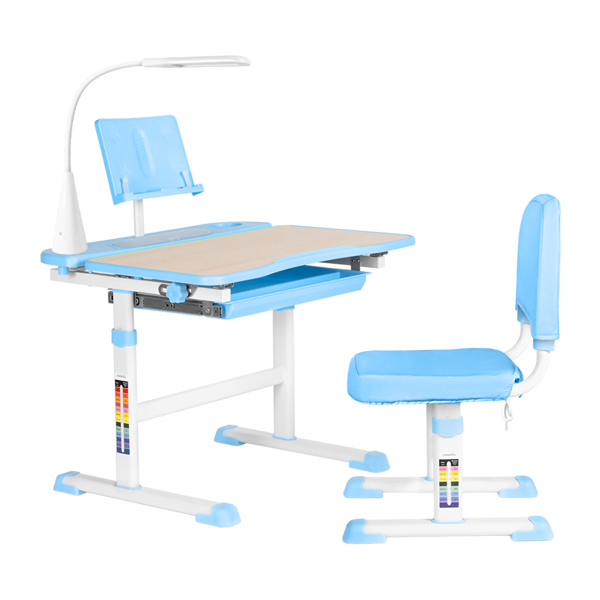 Комплект парта и стул Anatomica Avgusta Comfort со светильником  клен/голубой – купить в Москве, цены в интернет-магазинах на Мегамаркет