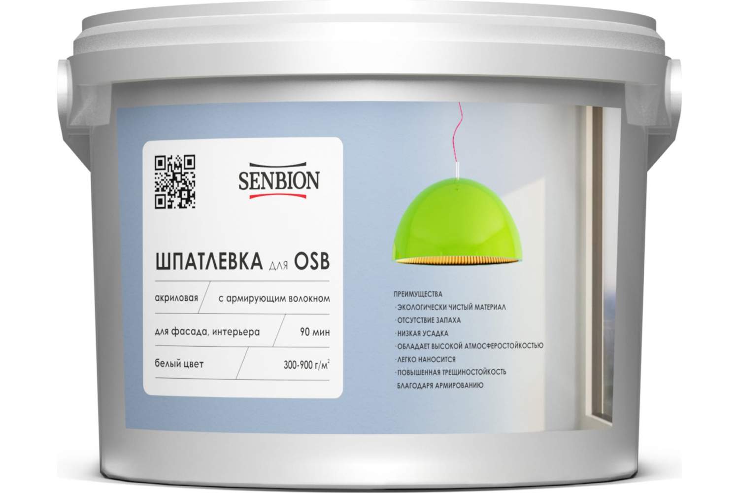 SENBION Шпатлевка акриловая с армирующим волокном для OSB, 7кг S-Шп-15222/7  купить в интернет-магазине, цены на Мегамаркет