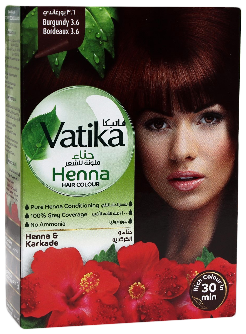 Купить хна для волос Vatika Henna Hair Colours Burgundy, цены на Мегамаркет  | Артикул: 100032096514