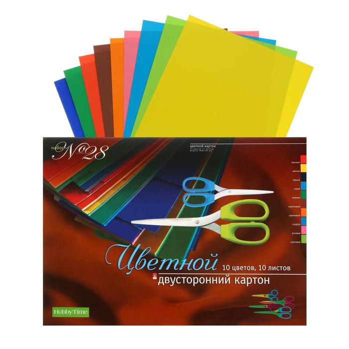 Купить картон цветной двухсторонний А3, 10 листов, 10 цветов №28, цены вМоскве на Мегамаркет