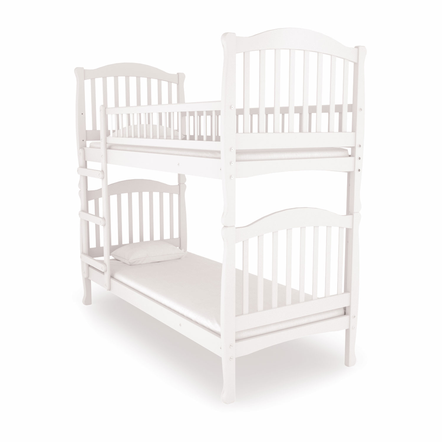 Двухъярусная кровать белого цвета для детской комнаты идеальное решение с лестницей комодом и белым каркасом