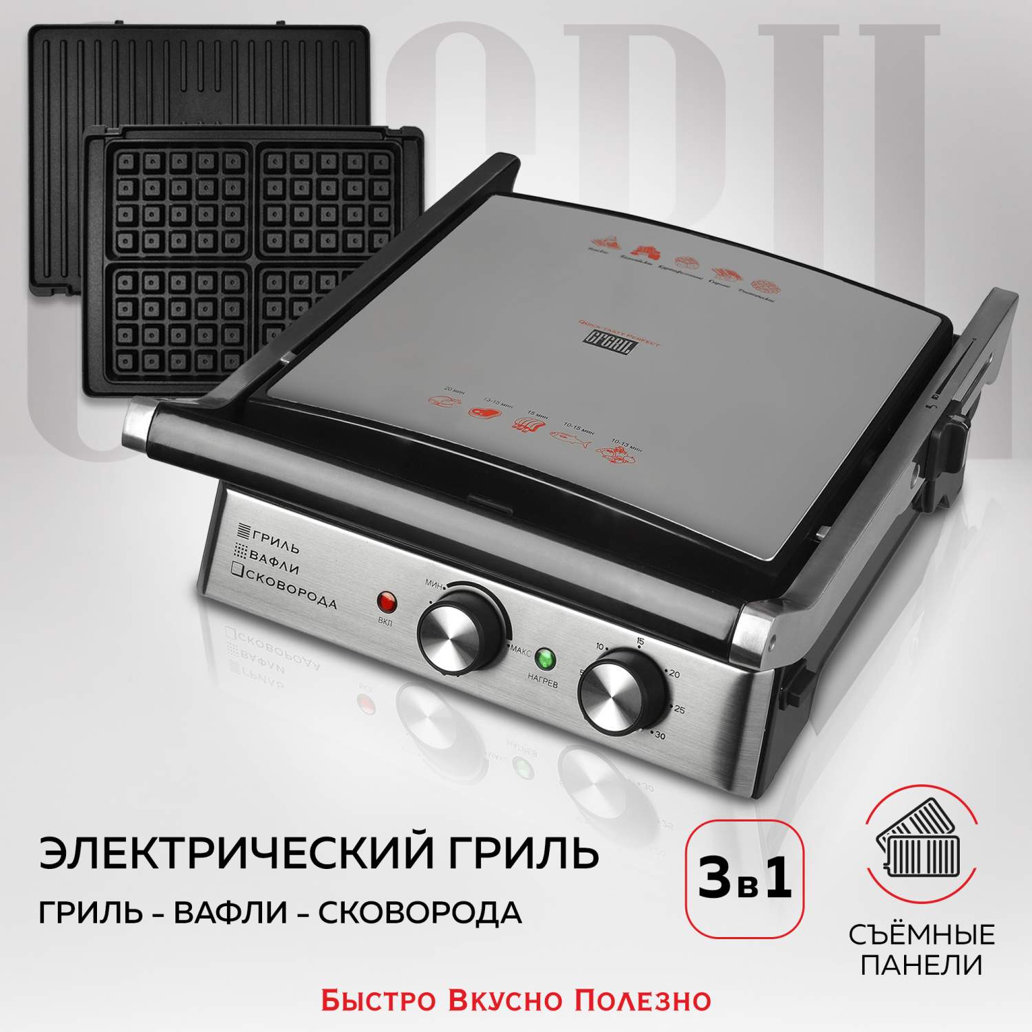 Электрогриль GFGRIL GF-180 Silver, купить в Москве, цены в  интернет-магазинах на Мегамаркет