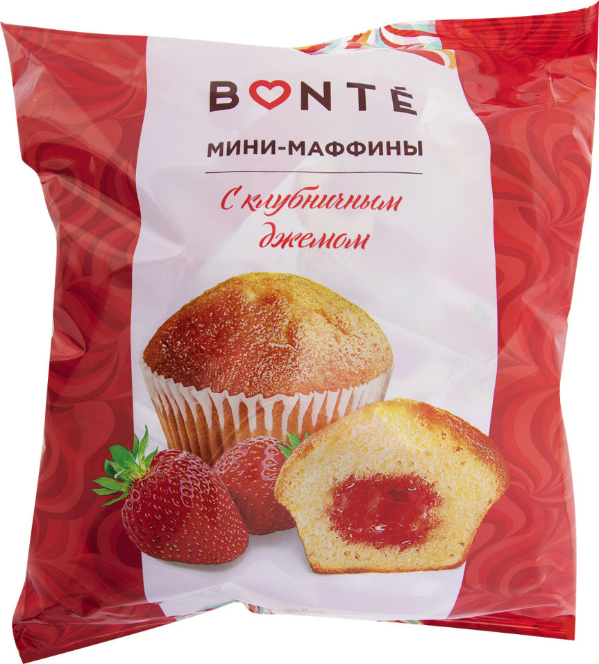 Купить мини-маффины Bonte с клубничным джемом 432г, цены в Москве на  Мегамаркет | Артикул: 100025762570