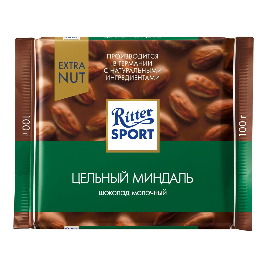 Плитка Ritter Sport молочный шоколад с цельным миндалем 100 г – купить в  Москве, цены в интернет-магазинах на Мегамаркет