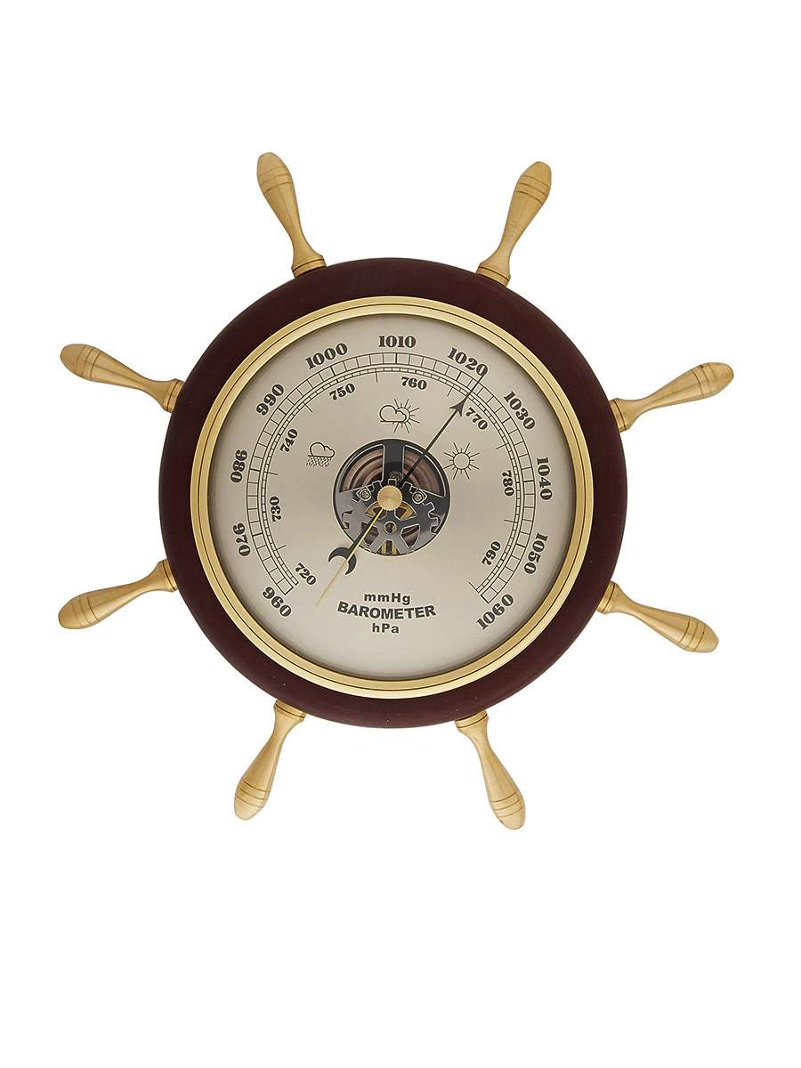 Метеостанция Бриг БМ91225-1-В настенная натуральное дерево штурвал барометр  анероид – купить в Москве, цены в интернет-магазинах на Мегамаркет