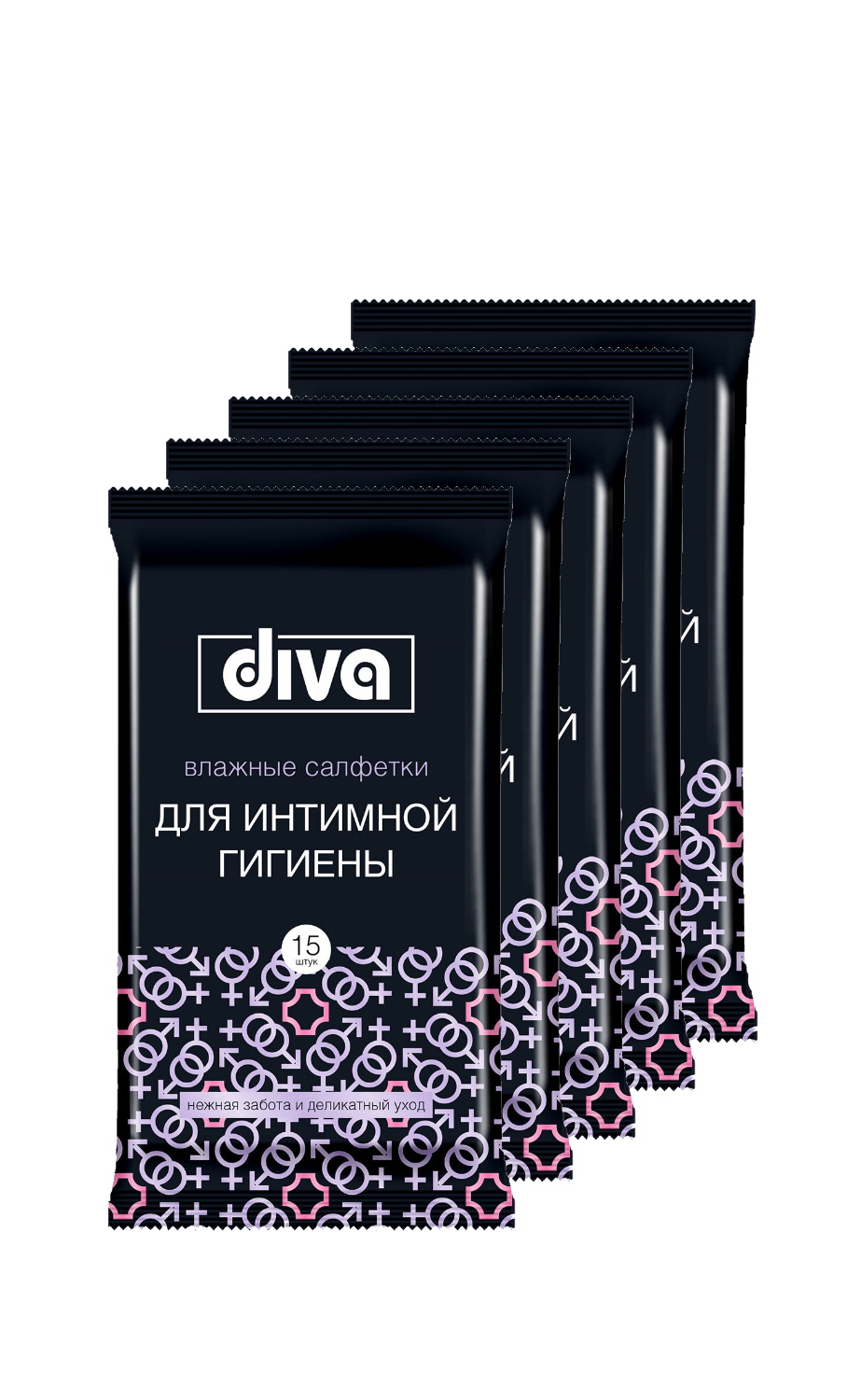 Купить влажные салфетки для интимной гигиены DIVA intimate №15 BLACK (в  наборе 5 упаковок), цены на Мегамаркет | Артикул: 600001254764