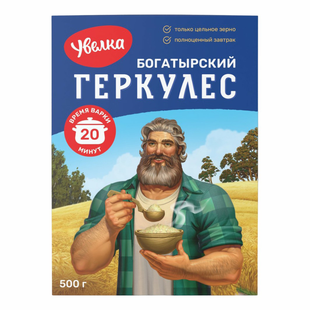 Хлопья овсяные Увелка Геркулес Богатырский 20 минут, 500 г - отзывы  покупателей на маркетплейсе Мегамаркет | Артикул: 100050477668