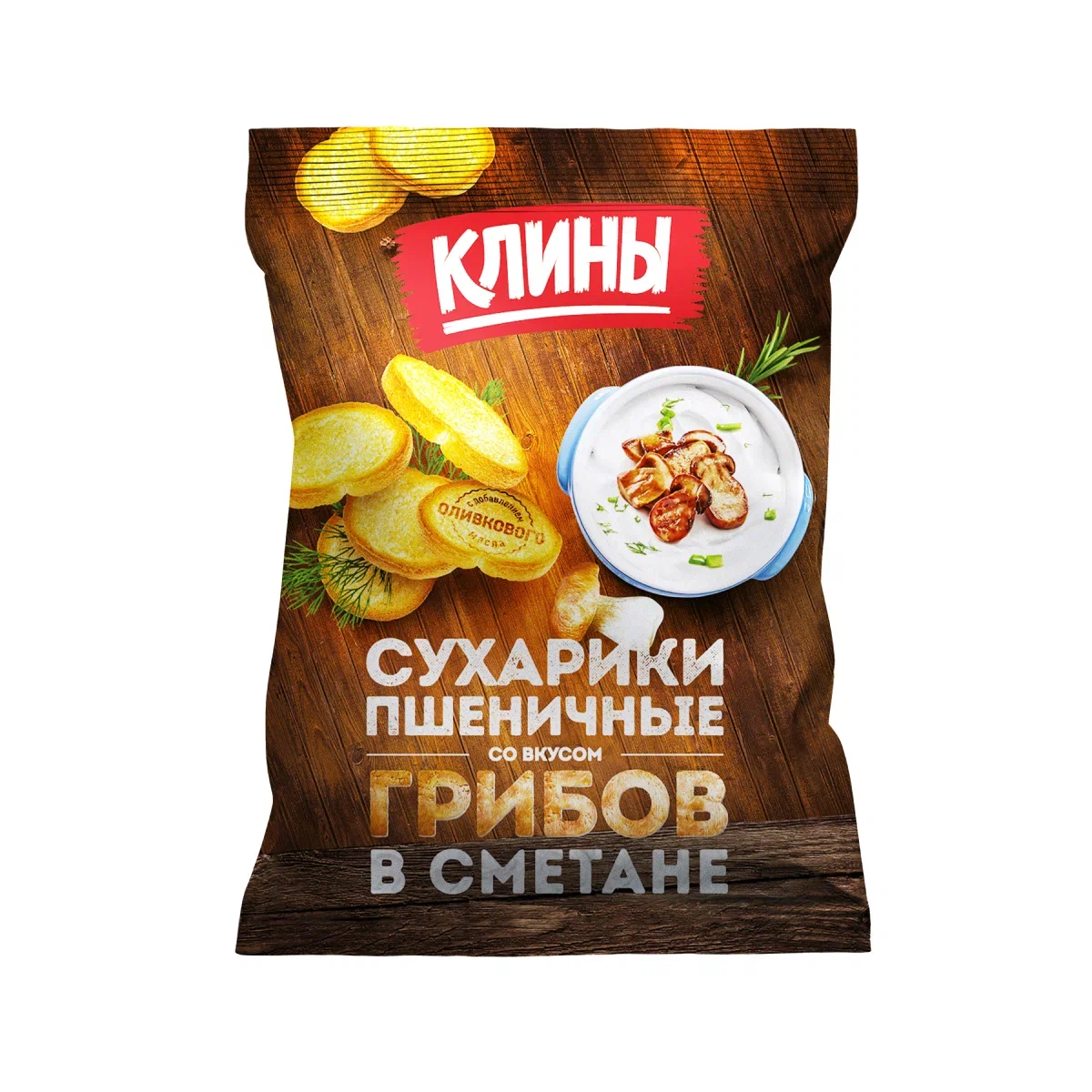 Купить сухарики Клины Пшеничные со вкусом белых грибов в сметане 100г, цены  на Мегамаркет | Артикул: 100025760740