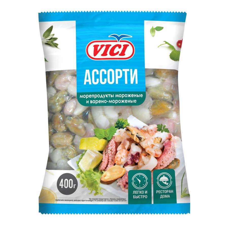 Купить морской коктейль Vici, замороженные, без заправки, фермерский  продукт, 400 гр, цены на Мегамаркет | Артикул: 100026736848