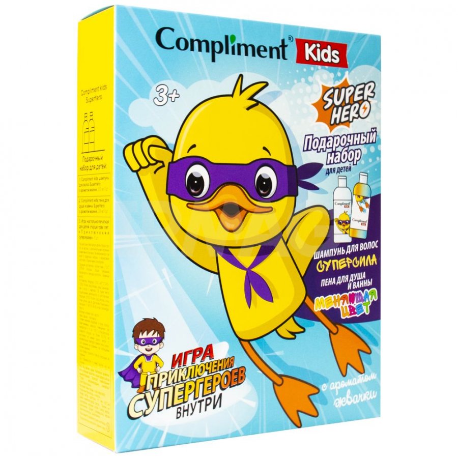 Купить compliment kids ПН 1907 Superhero c ароматом жвачки (пена д/душа 200  мл + шампунь д/волос, цены на Мегамаркет | Артикул: 100042984863