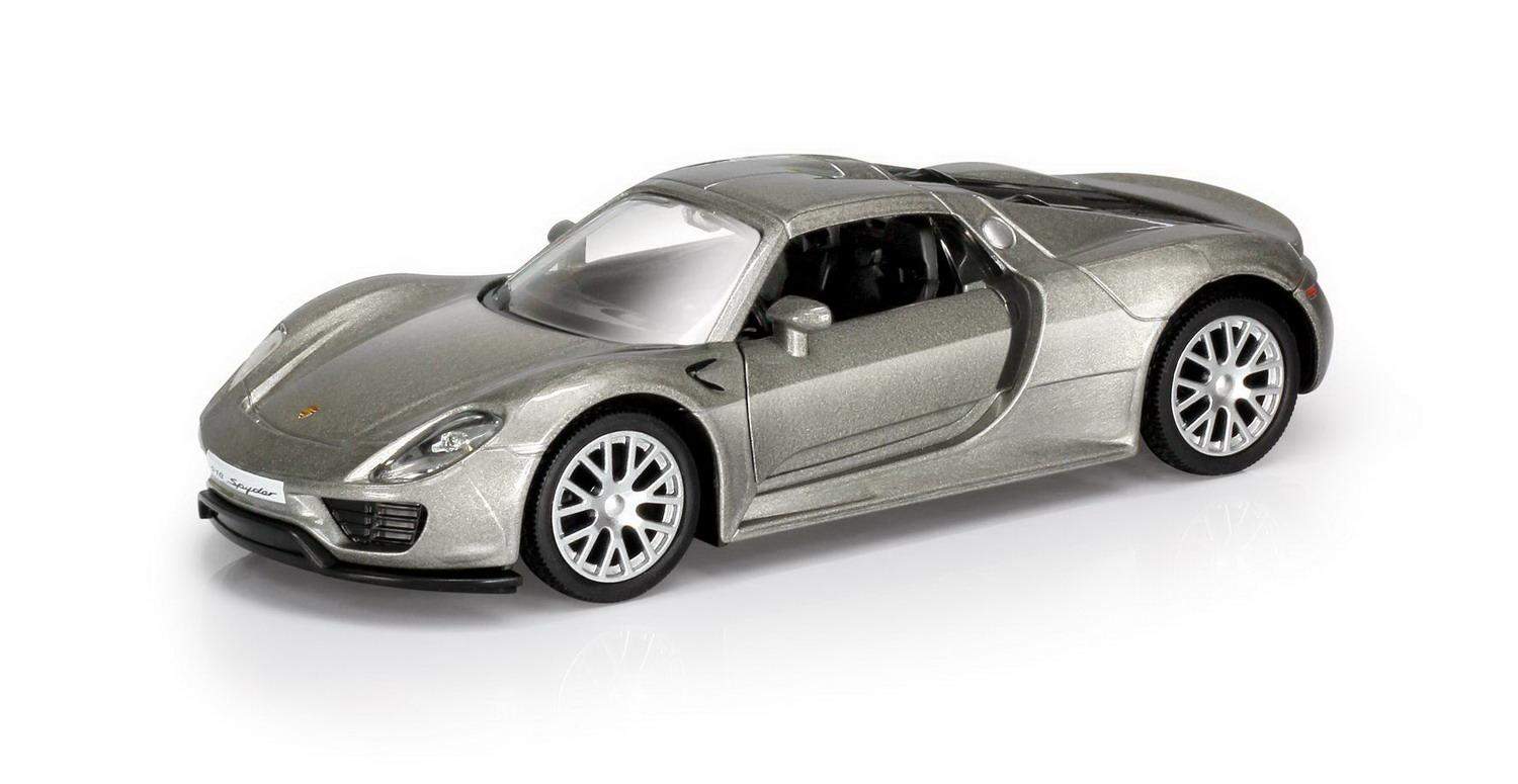 Купить машина металлическая RMZ City 1:32 Porsche 918 Spyder,серебристый  цвет, двери открываются, цены на Мегамаркет