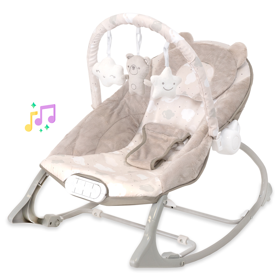 Купить шезлонг-качалка с игрушками для новорожденных FunKids  Infant-To-Todler Rocker, CC9927-B, цены на Мегамаркет | Артикул:  600013799840