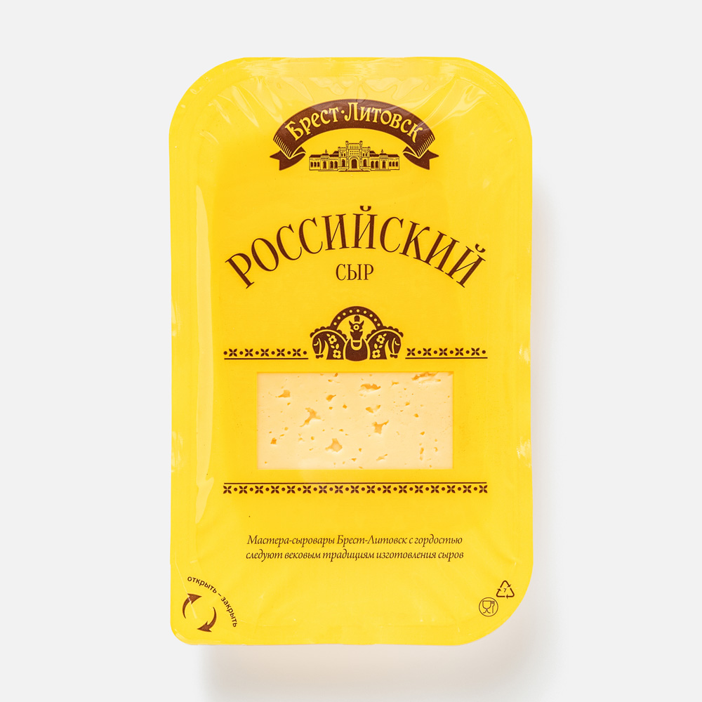 Купить сыр брест-литовск российский слайсерная нарезка 50 % 150 г, цены на  Мегамаркет | Артикул: 100026606189