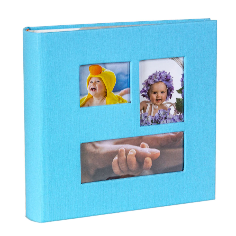 Фотоальбом детский «Три окошка голубой» с кармашками на 200 фото 10х15 см,  ткань - характеристики и описание на Мегамаркет