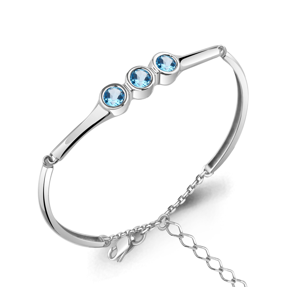 Браслет из серебра с топазом р. 16 Aquamarine 7463305_925_р - купить вМоскве, цены на Мегамаркет