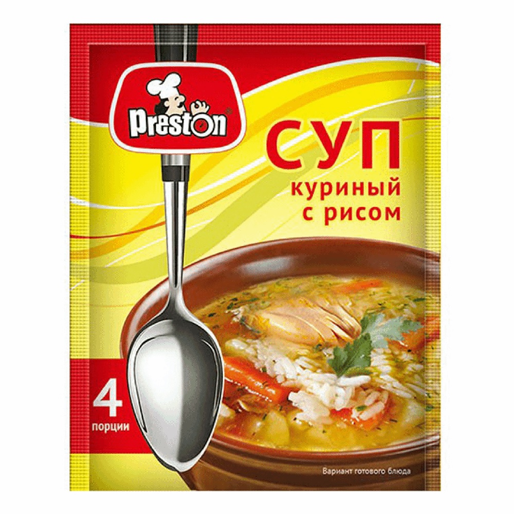 Суп быстрого приготовления Preston Куриный с рисом, 60г – купить в Москве,  цены в интернет-магазинах на Мегамаркет