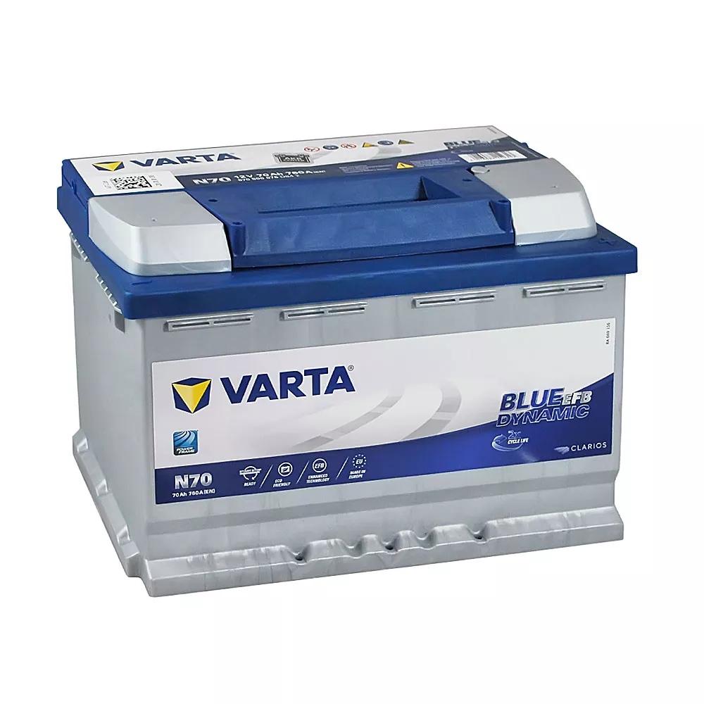 Купить аккумулятор Varta Blue Dynamic Efb 70а/Ч N70 (-/+) 12v 760a  278x175x190 570500076, цены на Мегамаркет | Артикул: 100030022889