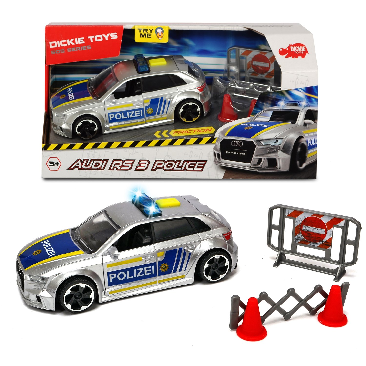 Купить машинка Dickie Toys Фрикционная полицейская Audi RS3, 15 см, цены на  Мегамаркет