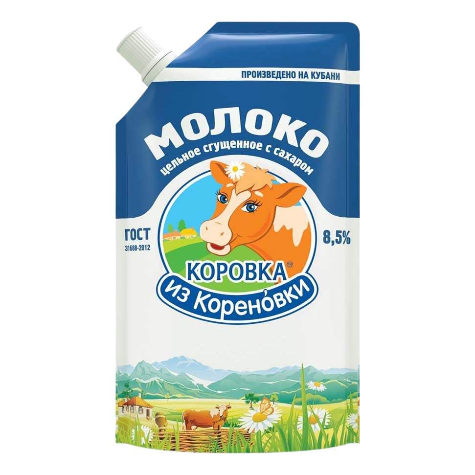 Купить сгущенное молоко Коровка из Кореновки цельное с сахаром бзмж 8,5%  650 г, цены на Мегамаркет | Артикул: 100028794130