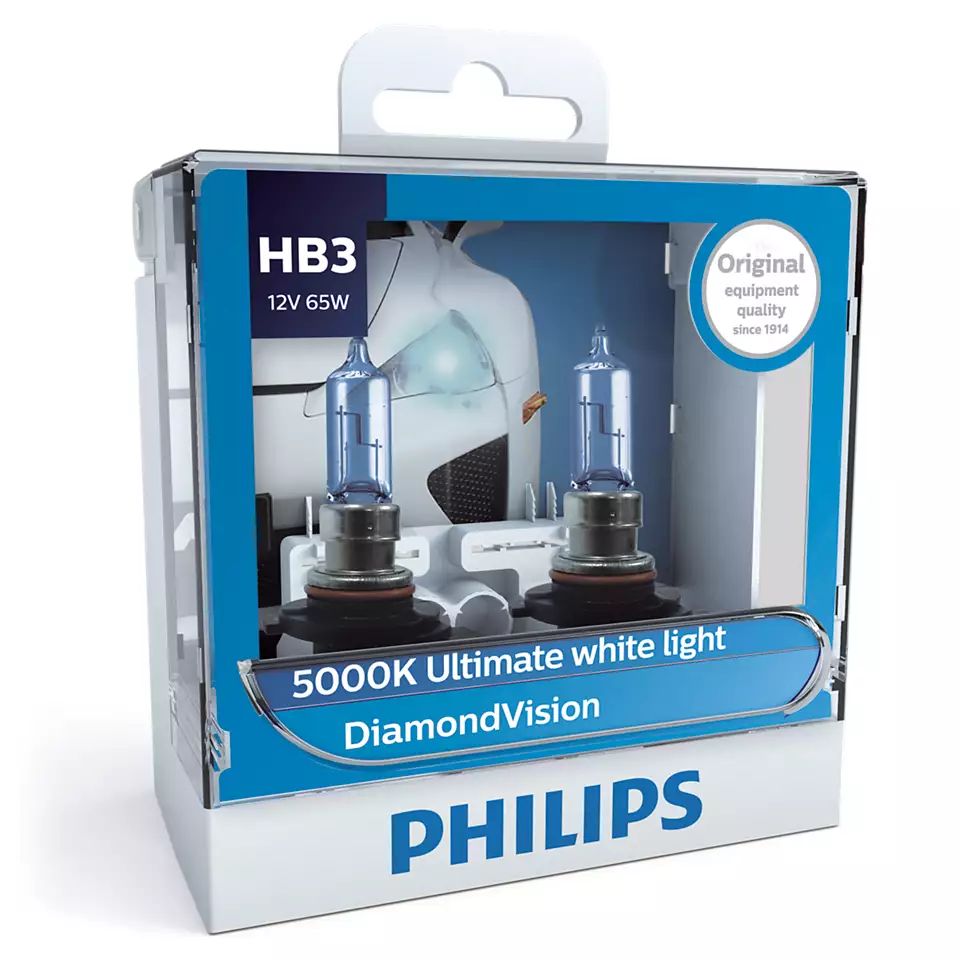 Галогенная лампа Philips HB3 (65W 12V) DiamondVision 2шт 9005DVS2 - купить  в Москве, цены на Мегамаркет | 600010255556