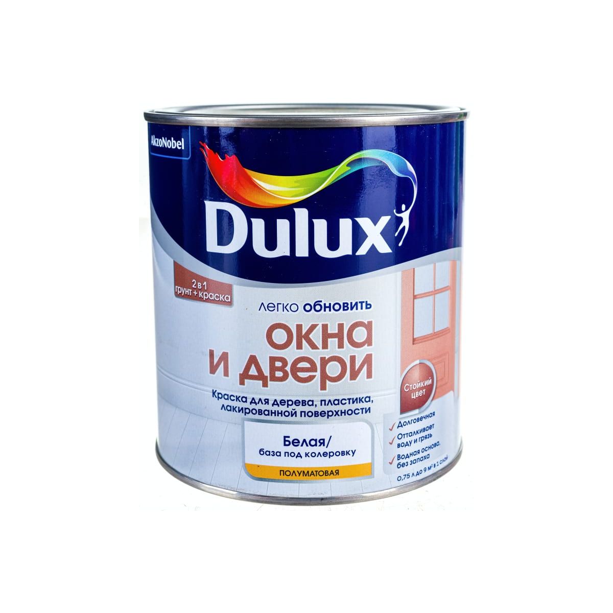 Краска Dulux Окна и двери полуматовая, база BW, 750 мл - отзывы покупателей  на Мегамаркет | 600003840217