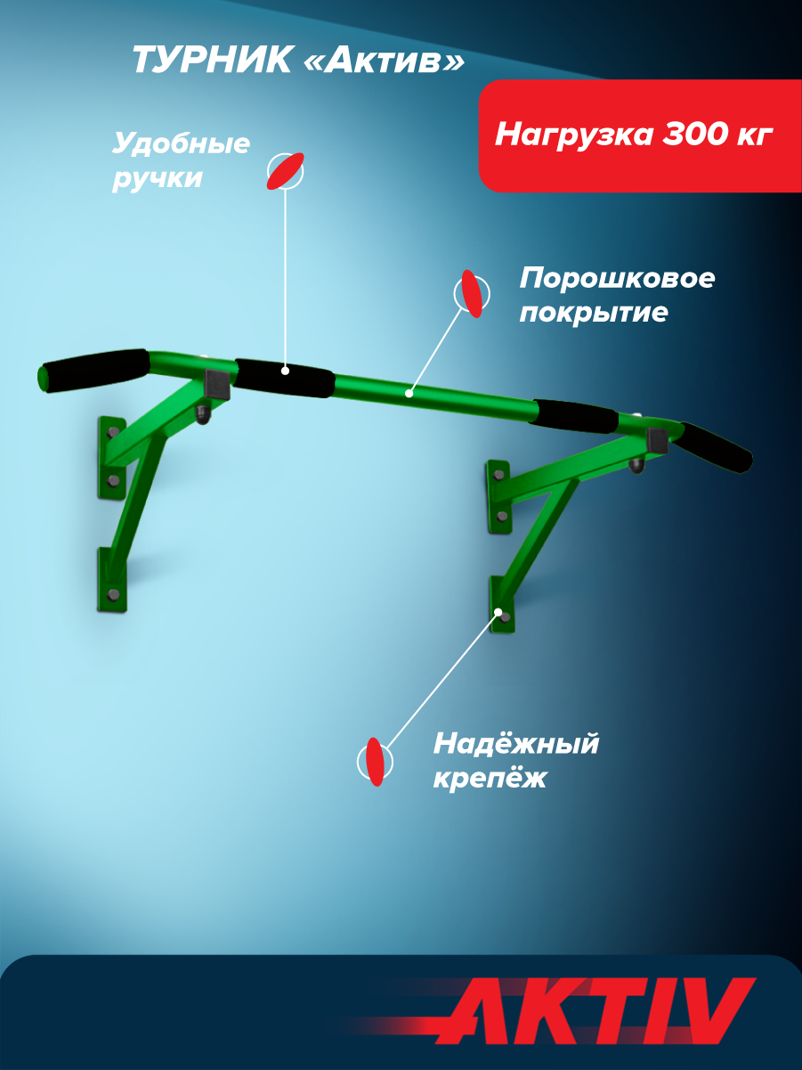 Турник настенный Absolute Champion Aktiv АЧ 10105 зеленый, разборный -  купить в Москве, цены на Мегамаркет | 600009030085