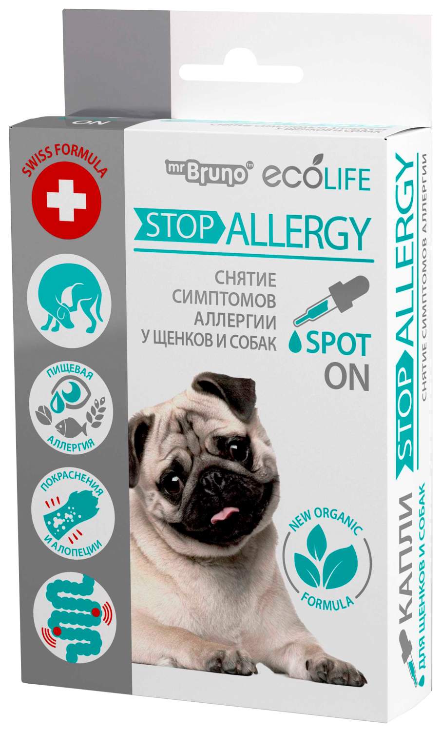 Купить арома-капли для щенков и собак Mr. Bruno Ecolife Стоп Аллергия, 10  мл, 40 гр, цены на Мегамаркет | Артикул: 100027065438