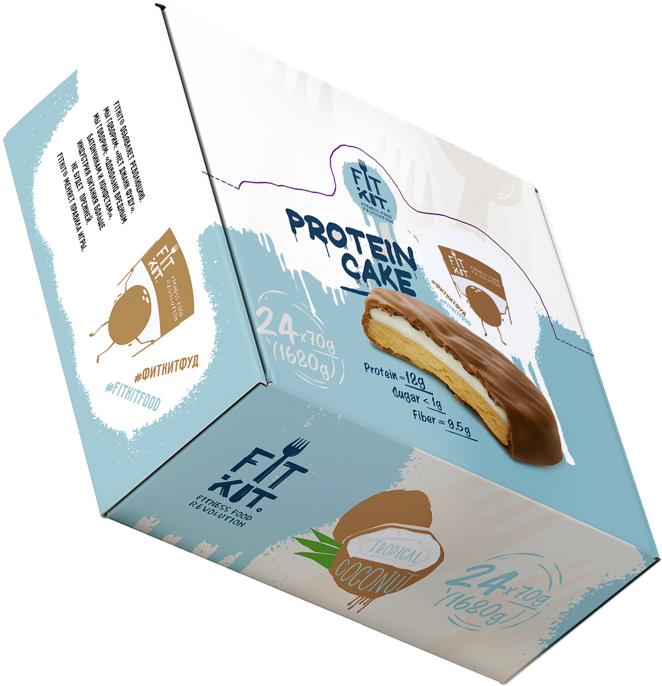 Печенье Fit Kit Protein Cake 24 70 г, 24 шт., тропический кокос - отзывы  покупателей на Мегамаркет | 600001304547