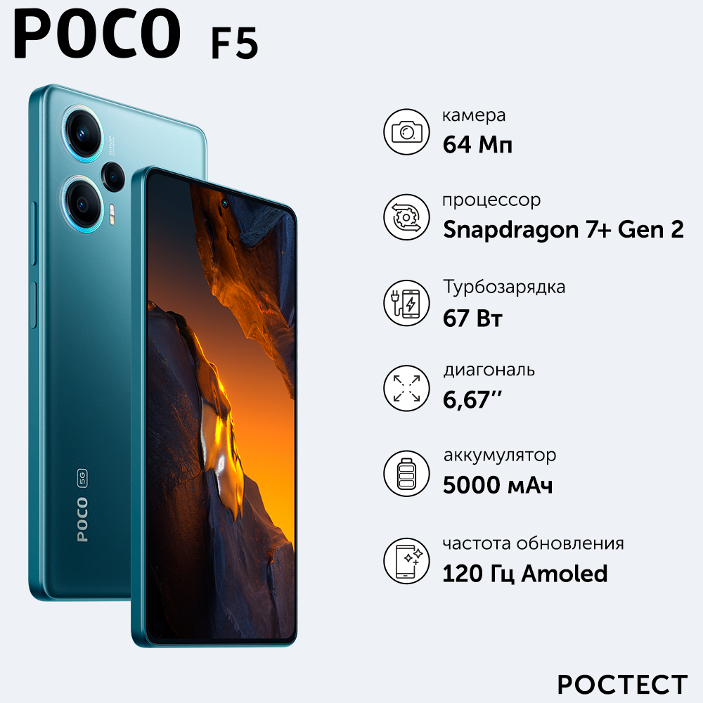 Смартфон POCO F5 8/256Gb Blue (48768), купить в Москве, цены в  интернет-магазинах на Мегамаркет