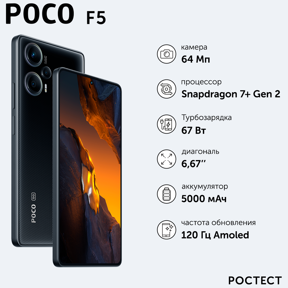 Смартфон POCO F5 8/256Gb Black (48757), купить в Москве, цены в  интернет-магазинах на Мегамаркет