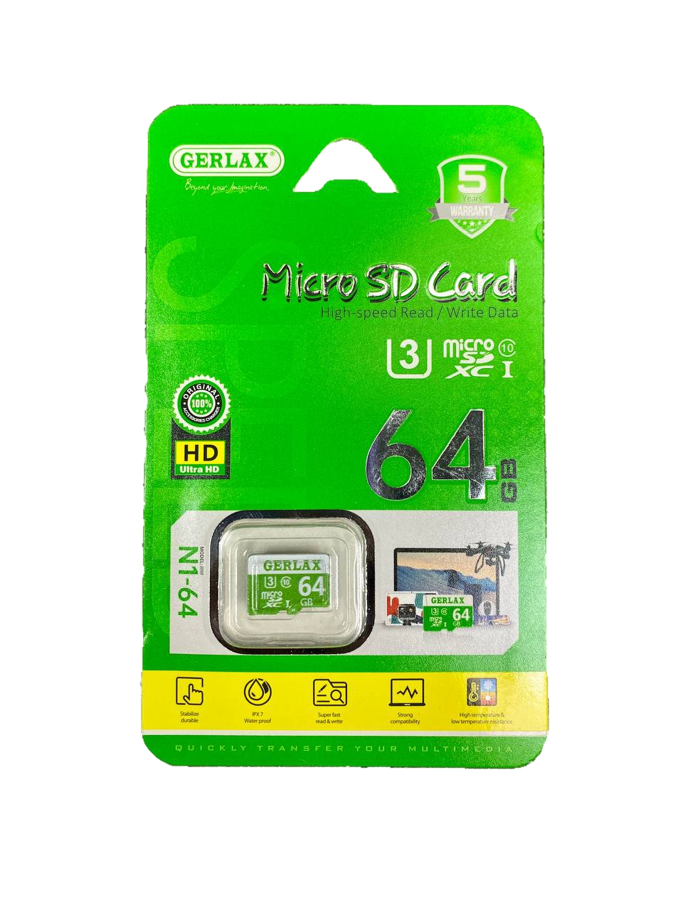 Карта памяти Gerlax Micro SD 64Гб Карта памяти MicroSD Gerlax N1 SD64 –  купить в Москве, цены в интернет-магазинах на Мегамаркет