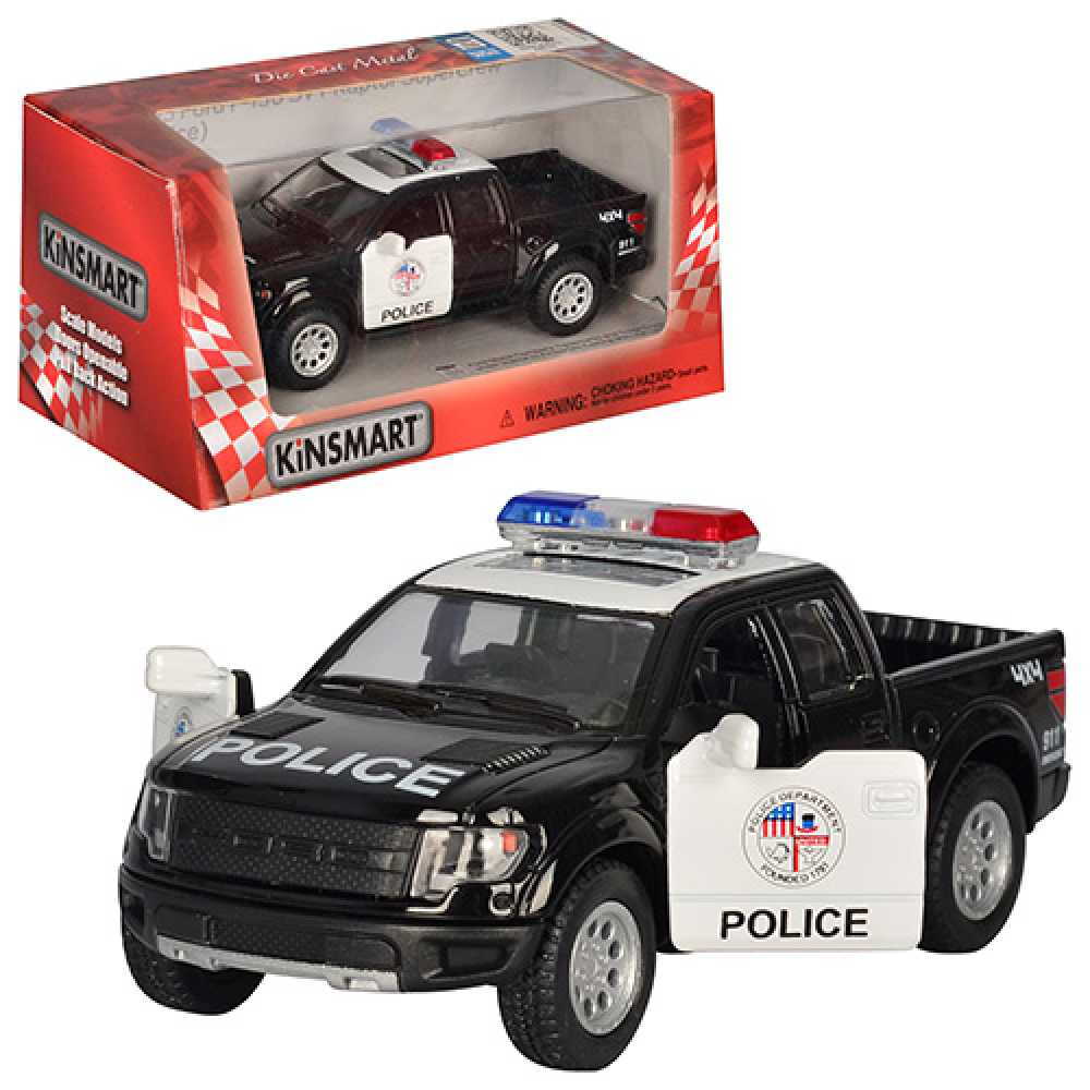 Купить модель машины Kinsmart Ford F-150 SVT Raptor SuperCrew,Полиция,  инерционная, 1/46 KT5365WP, цены на Мегамаркет