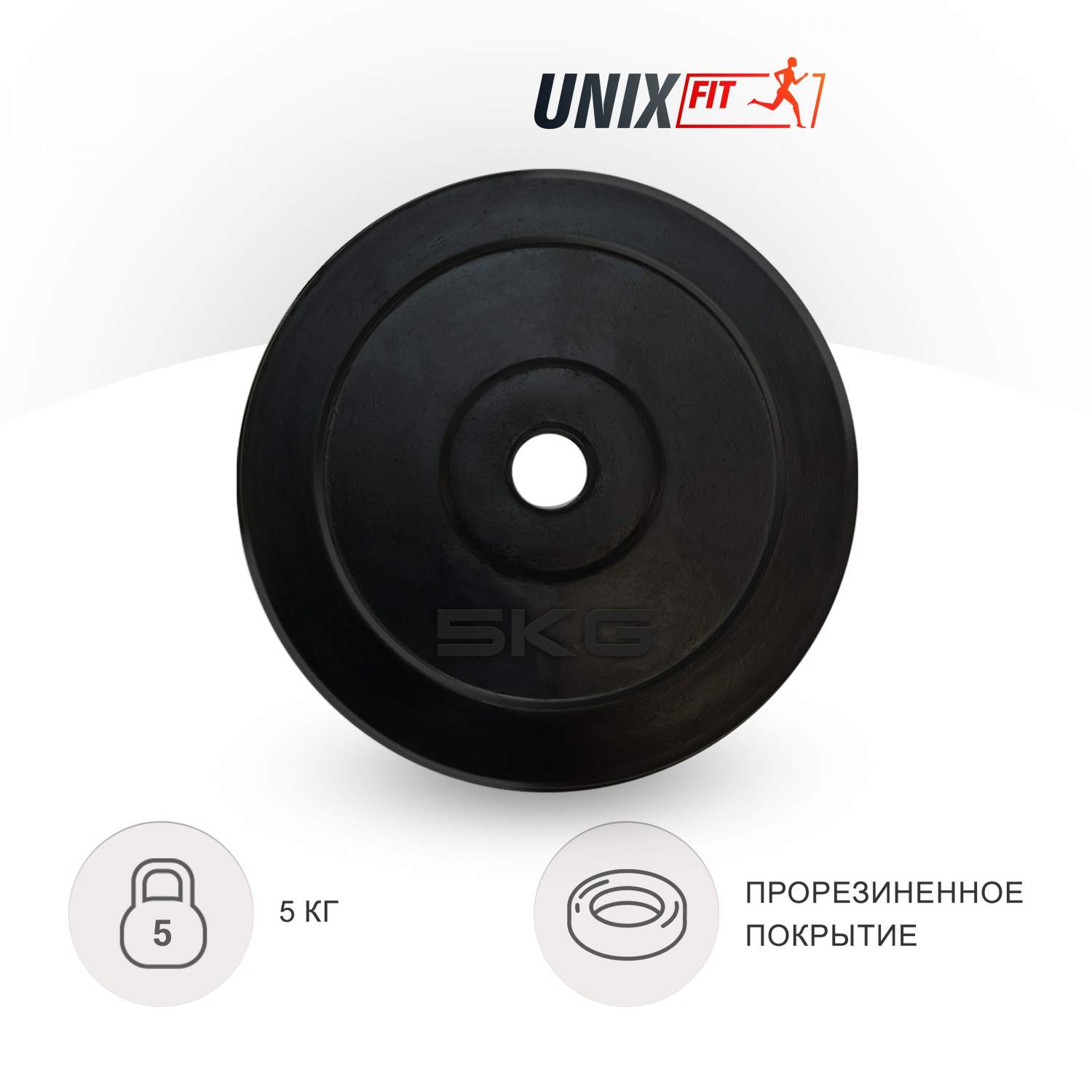 Диск для штанги и гантели, обрезиненный UNIX Fit 5 кг d - 26 мм, блины для  штанги – купить в Москве, цены в интернет-магазинах на Мегамаркет