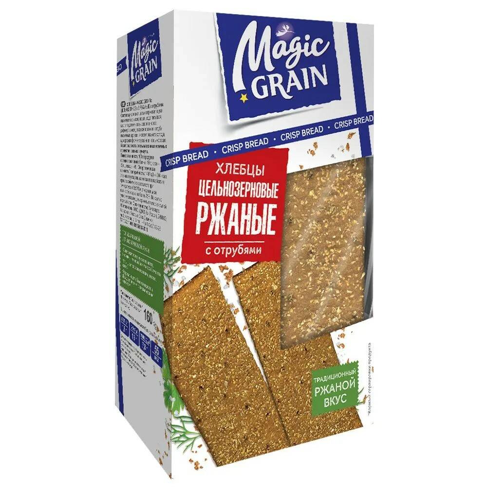 Купить хлебцы ржаные Magic Grain Цельнозерновые с отрубями 160 г, цены на  Мегамаркет | Артикул: 100050027127