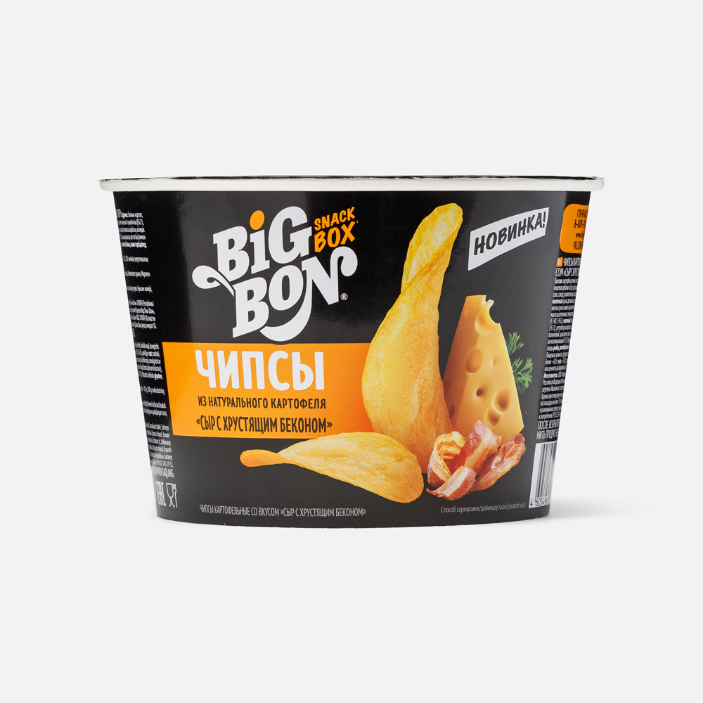 Купить чипсы BigBon картофельные, со вкусом сыра с хрустящим беконом, 70 г,  цены на Мегамаркет | Артикул: 100050026488